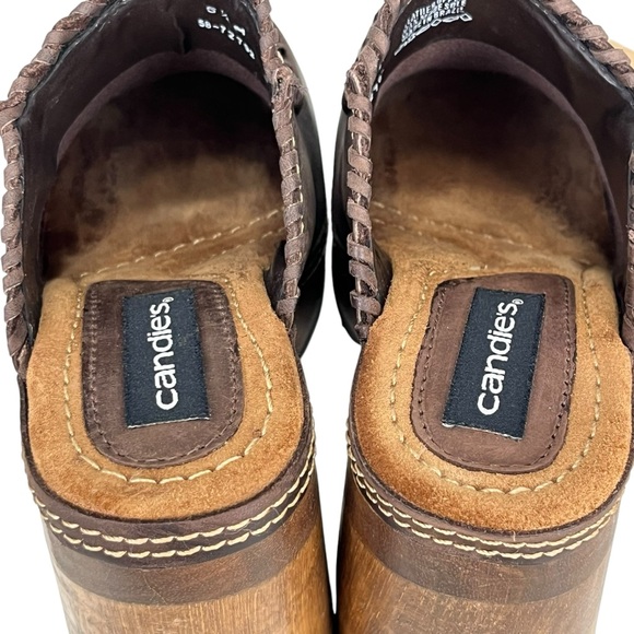 Vintage 90’s Women’s Candie’s Brown Leather Clogs Mules Size 6.5 M LIKE NEW! - Picture 7 of 14
